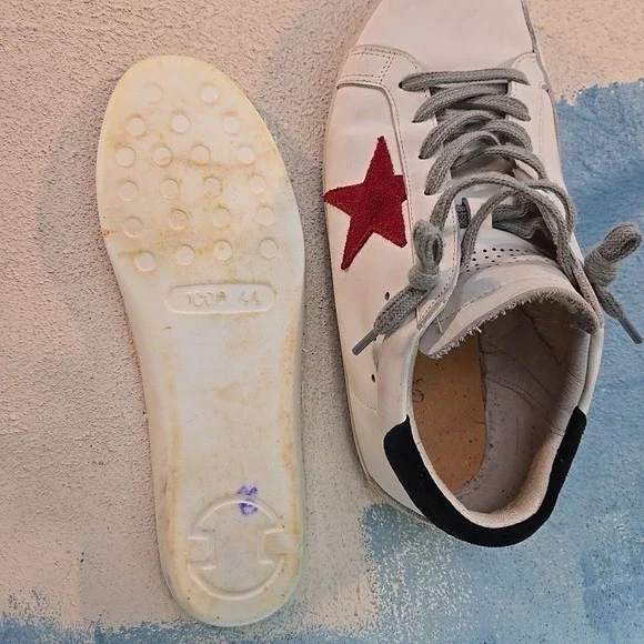 GOLDEN GOOSE Super Star Mens LEFT SHOE ONLY 44 White Red Leather Low Top Sneaker